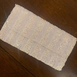 Vintage White Sequin Clutch